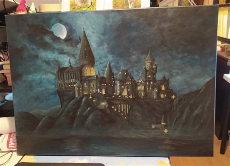 Finally Finished Hogwarts Castle By Me Acrylic Paint Rpainting
