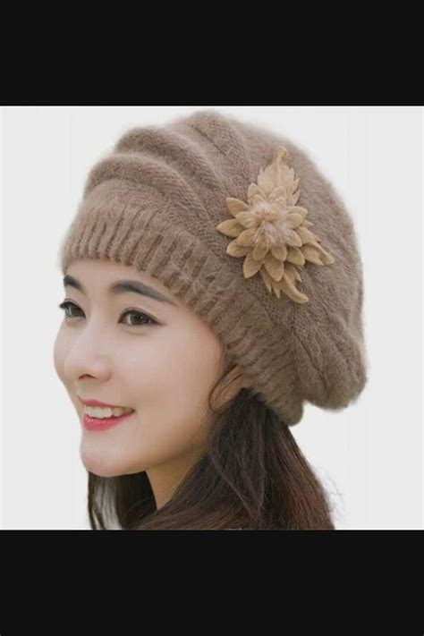 Women Winter Warm Cap Knit Hat Beret Wool Snow Ski Caps Visor Purple