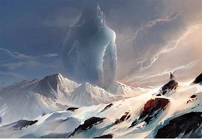 Giant Fantasy Mountain Monsters Spirit Sakimichan Wallpapers