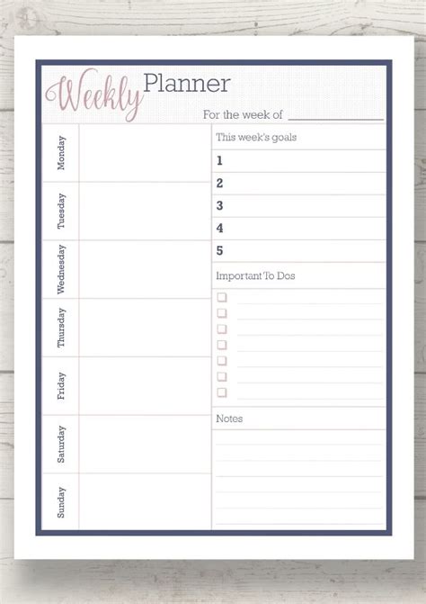 Free Printable Weekly Planner Templates Download Pdf