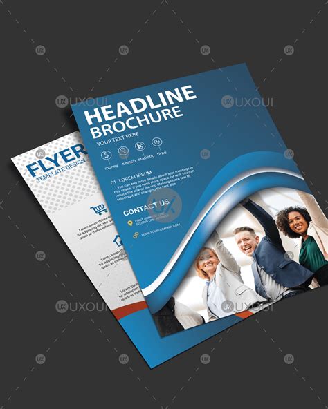 Abstract Blue Business Flyer Template Design With Photo Uxoui