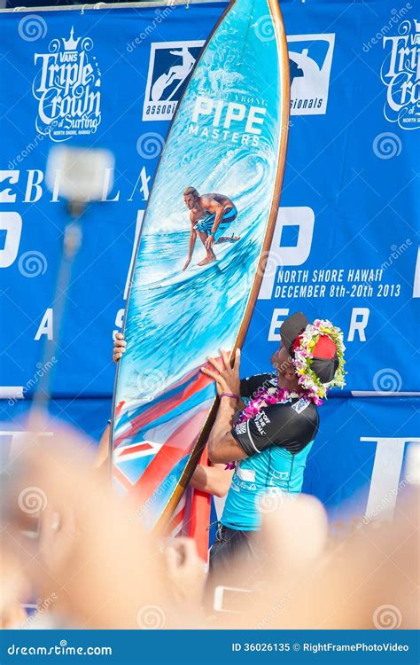 Winner Surfer Kelly Slater At Pipeline In Hawaii Editorial Image Image