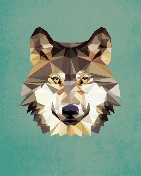 Wolf Geometric Poly Polygon Poster Art Illustration Hiking