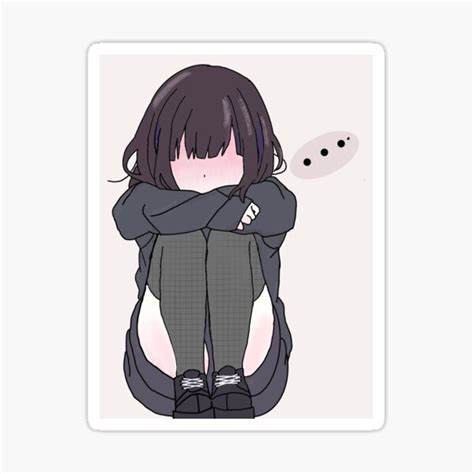 Stressed Anime Girl Thinking About Something Sticker By Luckylara