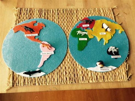 Hand Crafted Montessori Geography Felt World Continent Map Activity
