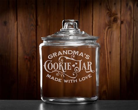 Personalized Cookie Jar For Grandma Etched Glass Candy Jar Etsy Canada