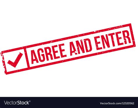 Agree And Enter Rubber Stamp Royalty Free Vector Image