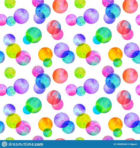 Polka Dot Multi Colored Watercolor Seamless Pattern Abstract