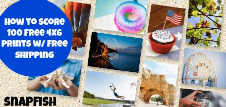 Limit 1 free print per photo. 100 FREE 4X6 Photo Prints + FREE Shipping! ($17.99 VALUE ...