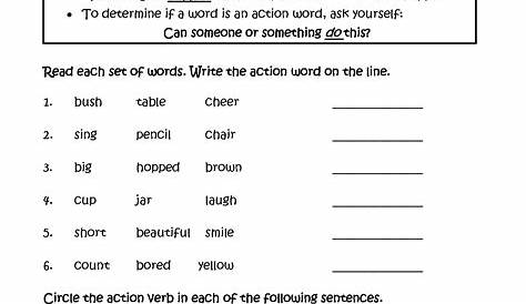 Verbs Worksheet 2nd Grade