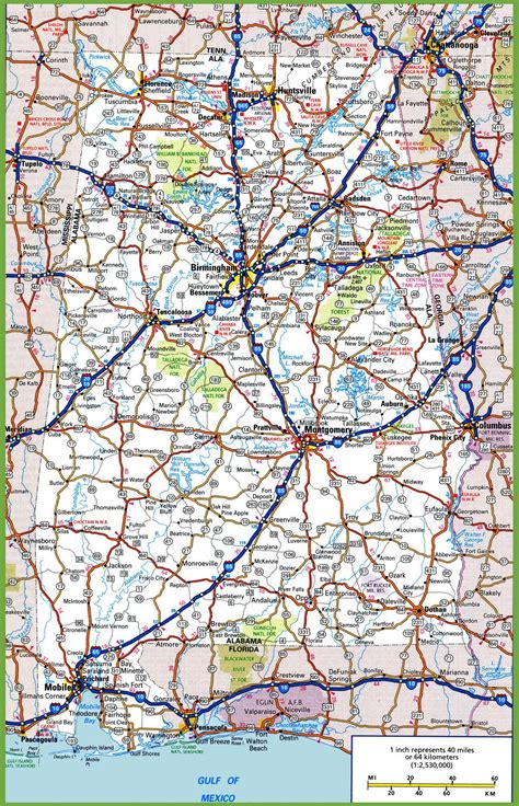 Large Detailed Roads And Highways Map Of Alabama State With All Cities