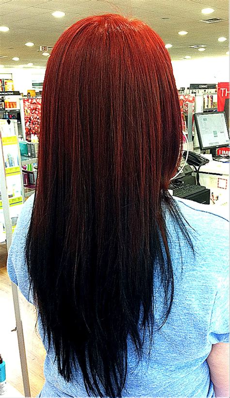 Reverse Ombré Red To Black Fade Hair Reverse Ombre