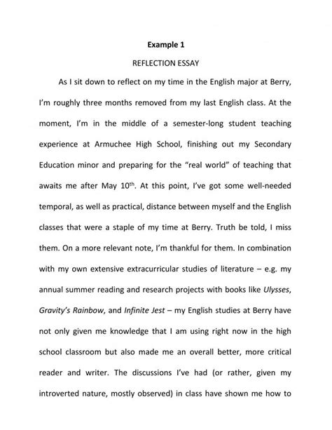 Student Reflection Essay Example Kenyafinskinner