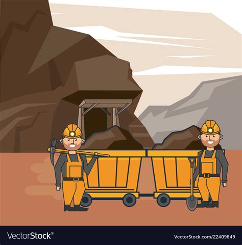Mining Workers Cartoons Royalty Free Vector Image