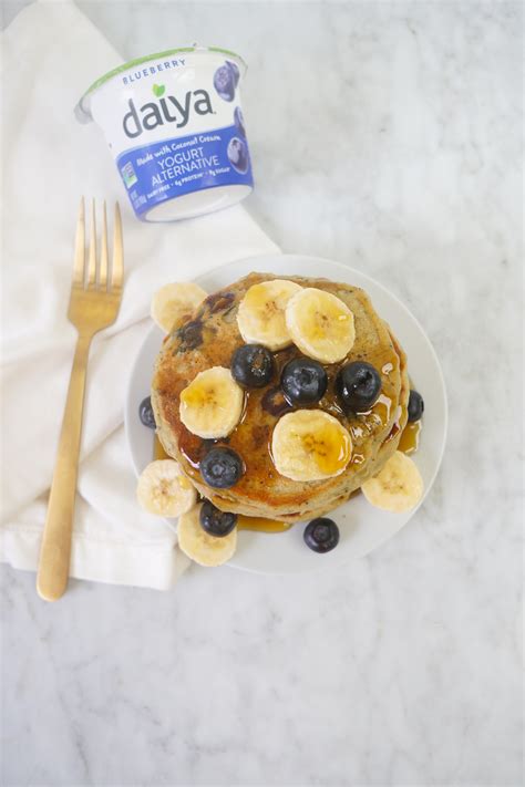 Vegan Yogurt Pancakes Made Whole Grains Blueberry