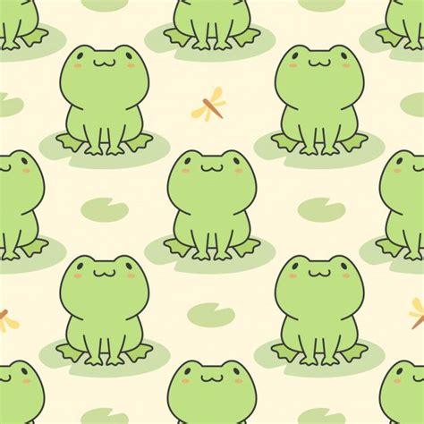 Cute Frog Seamless Pattern Cute Frogs Frog Wallpaper Frog Illustration
