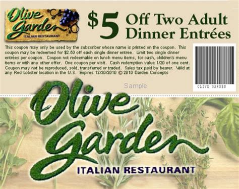 Olive Garden Coupons Printable Code For Restaurant Lunch December