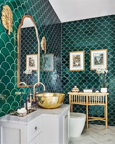 10 Green Bathrooms With Gorgeous Interior Designs Bold Bathroom Tile