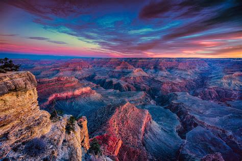 Landscape Sunset Horizon Mountains Grand Canyon Nature Rock