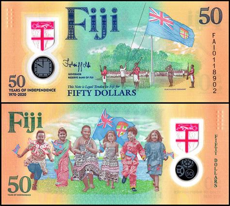 Fiji 50 Dollars Banknote 2020 P New Unc 50 Years Of Independence