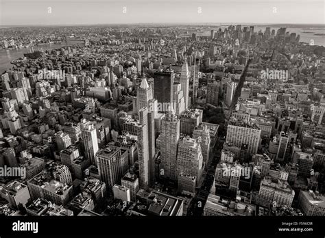Schwarz Weiß Luftaufnahme Des New Yorker Wolkenkratzer Mit Chelsea