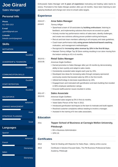 Assumed another territory into my existing geographic region when a sales professional left the company. sales manager resume template cascade in 2020 | Resume ...