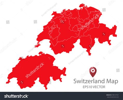 Couple Set Mapred Map Switzerlandvector Eps10 Stock Vector Royalty