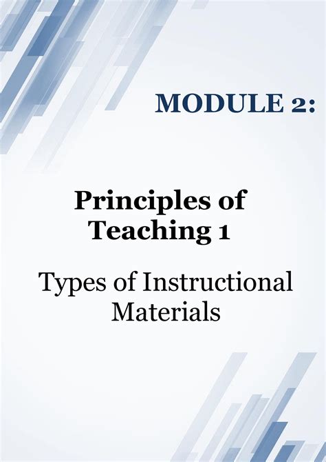 Instructional Materials Module Module 2 Principles Of Teaching 1