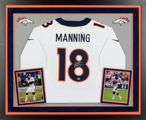 Peyton Manning Broncos Deluxe Framed Autographed White Nike Jersey