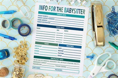 Free Printable Babysitting Information Sheet