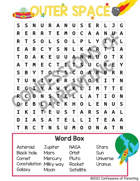 Best Outer Space Word Search Thats Out Of This World