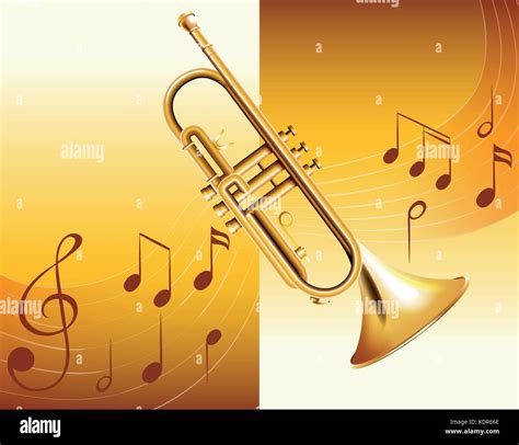 Trumpet And Music Notes In Background Illustration Stock Vector Image