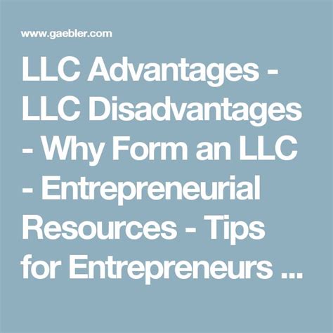 Llc Advantages Llc Disadvantages Why Form An Llc Entrepreneurial