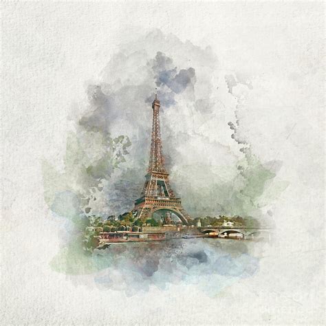 Eiffel Tower In Paris France In Watercolors Photograph By Michal