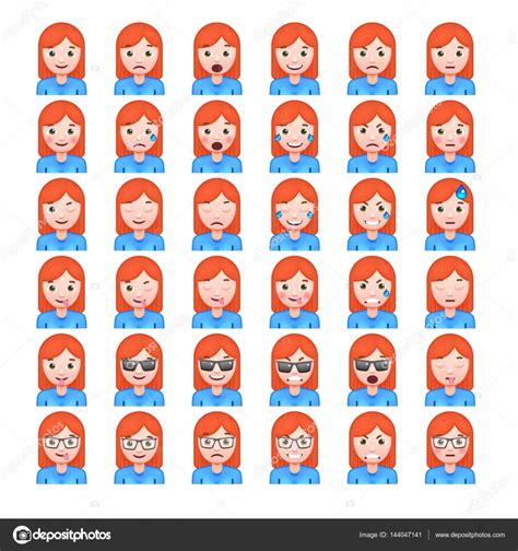 Set Of Redhead Women Emoticons Stock Vector By ©ober Art 144047141