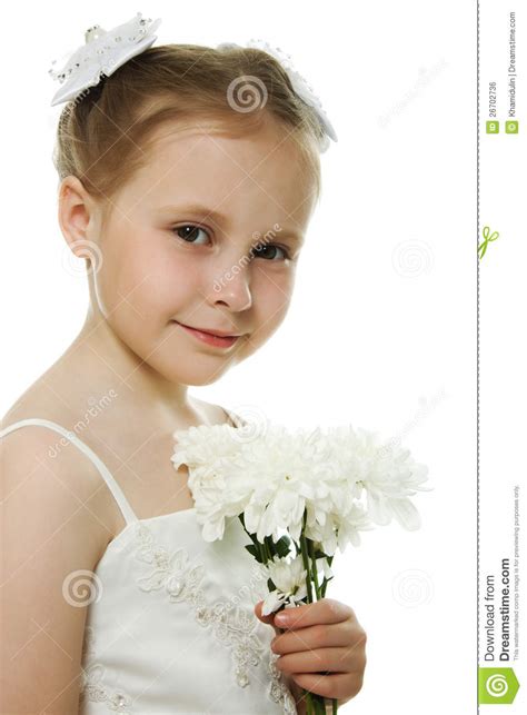 Beautiful Cute Girl In White Dress Stock Photo Image Of Costume