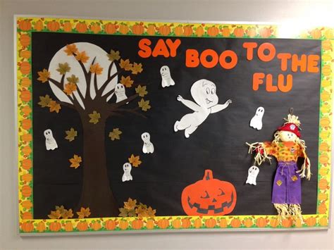 Say Boo To The Flu School Nurse Office Decorations Work Bulletin