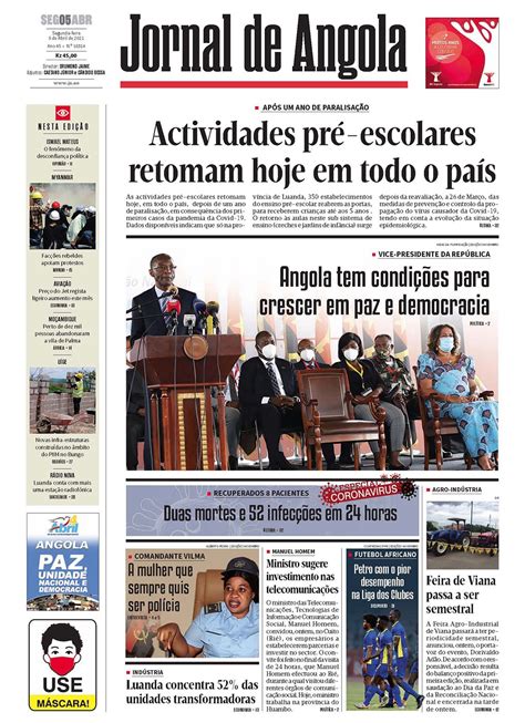 Jornal De Angola Segunda De Abril De