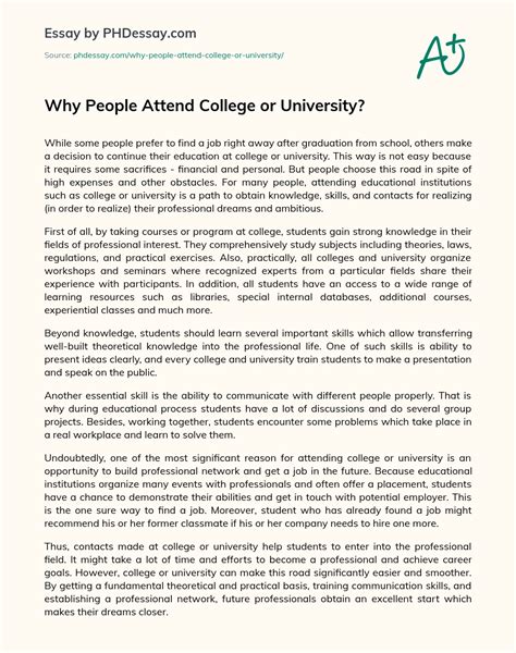 why people attend college or university essay example 400 words