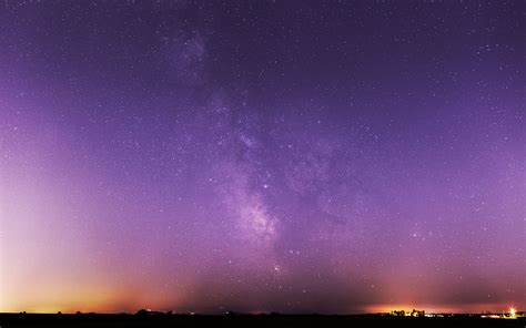 Milky Way Stars Night Sky Purple Wallpaper