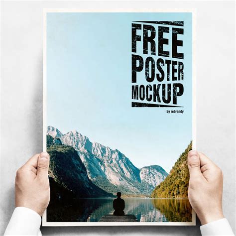 man holding poster psd mockup  psd mockups freebiefy