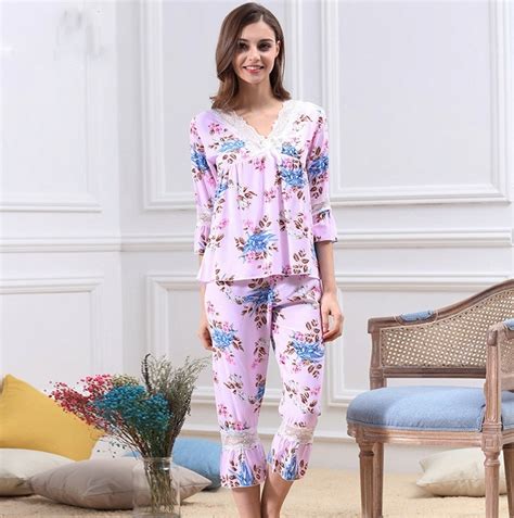 New Cotton Summer Pajamas V Collar Lace Comfortable Breathable Pajamas