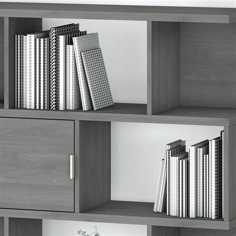 Madison Avenue Large Geometric Etagere Bookcase With Doors Modern Gray