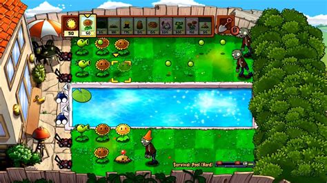 Plants Vs Zombies Xbox 360 Survival Pool Hard Part 1 Youtube