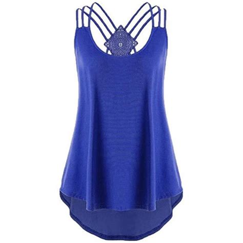 Womens Lace Up Casual Summer Tank Top Vest Cami Top Blouse High Low