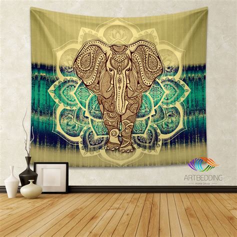 Elephant Tapestry Lotus Mandala Wall Tapestry Hippie Tapestry Wall