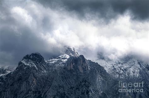 Dramatic Storm Clouds Over Mountain Ridge Photograph By Olha Rohulya