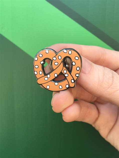 pretzel enamel pin broadway up close