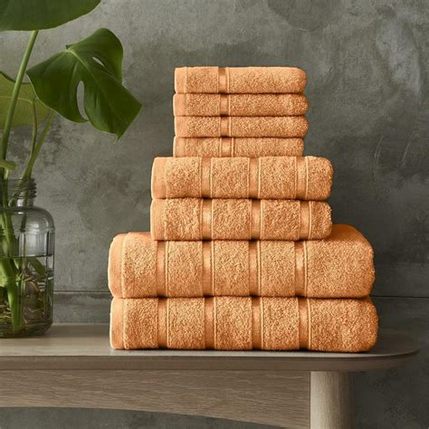 8pc Towel Bale Set 100 Cotton Super Soft Striped Face Hand Bath Towels