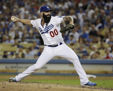 Los Angeles Dodgers Brian Wilson Works During The Eighth Inning Of